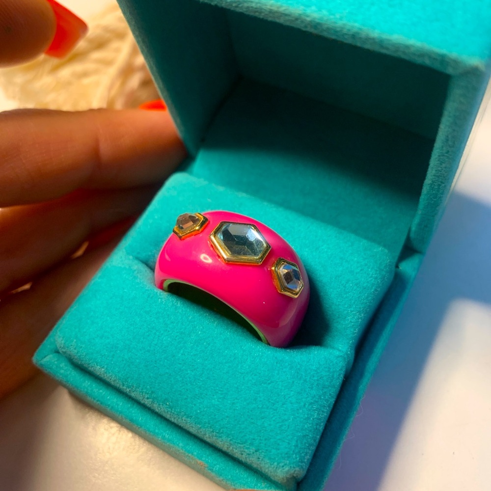 Kurt Geiger beautiful ring pink with stones